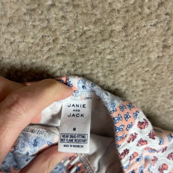Janie & Jack Sleepwear Set Girls Size 8 Multi Floral Patchwork Pajama Top & Pant - Picture 9 of 13
